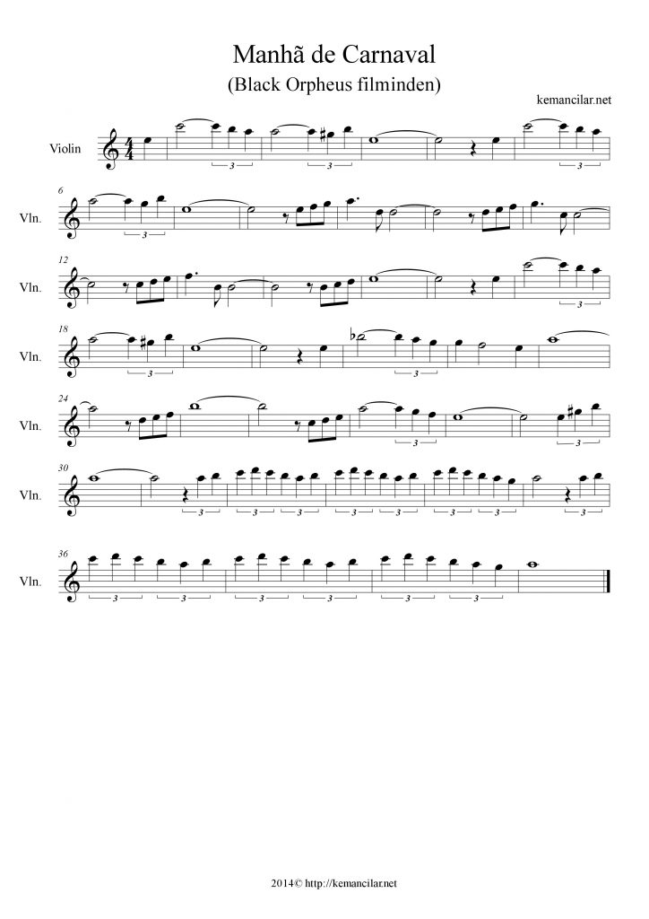 Manha de Carnaval violin sheet music