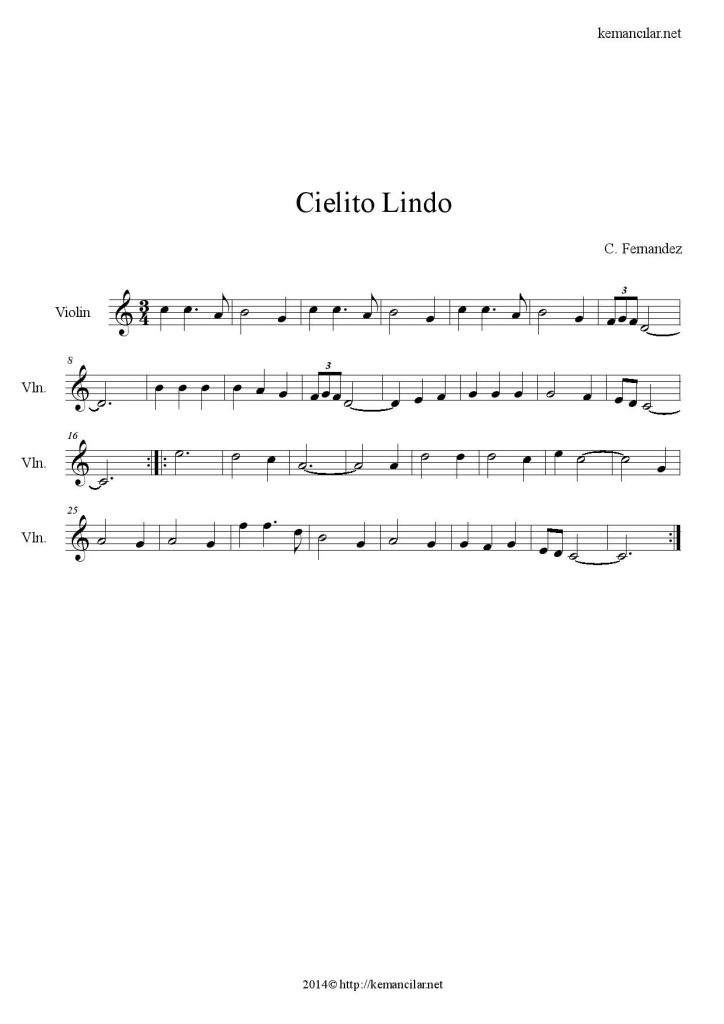 Cielito Lindo Violin Sheet Music Free Sheet Music