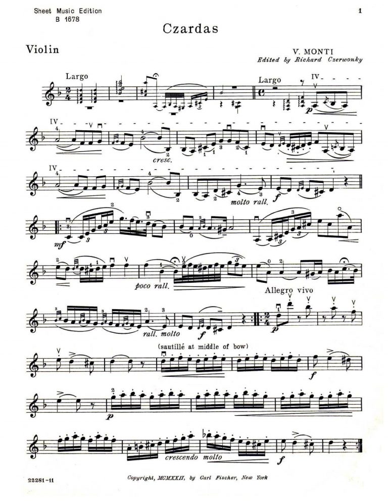 Czardas Violin Sheet Music – Free Sheet Music