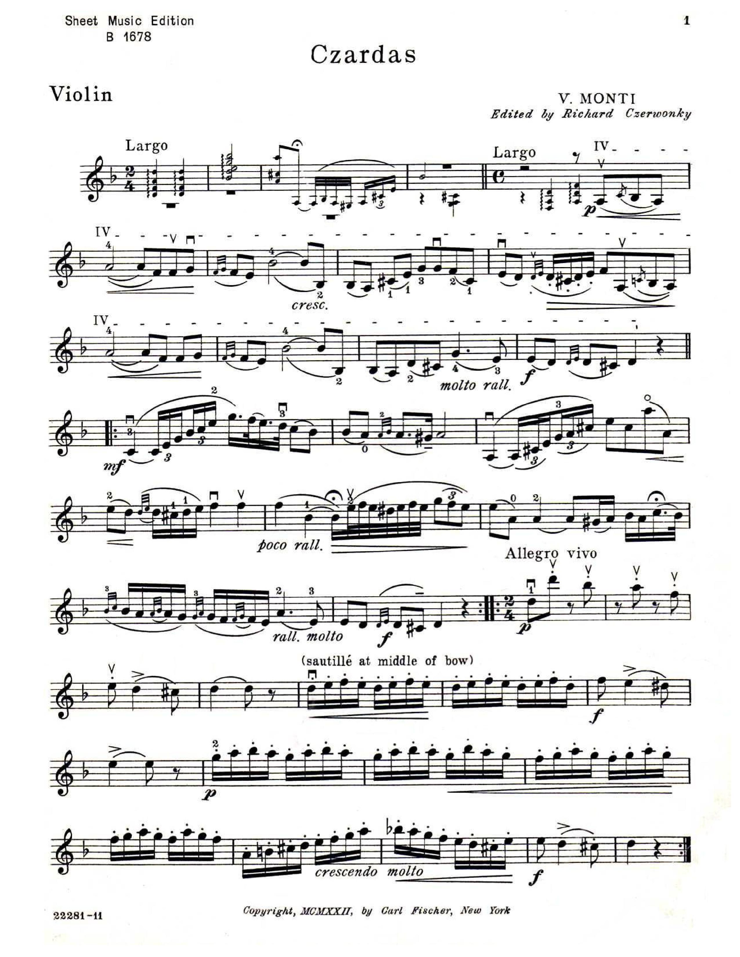 Czardas Violin Sheet Music Free Sheet Music