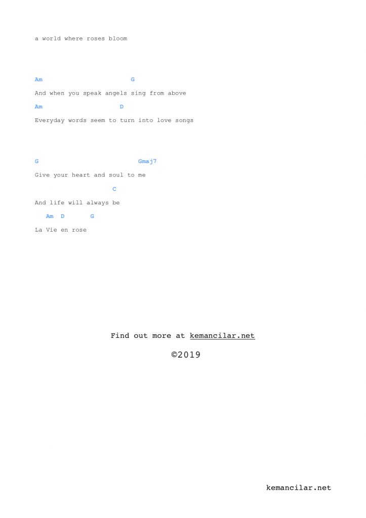 La vie en rose ukulele chords