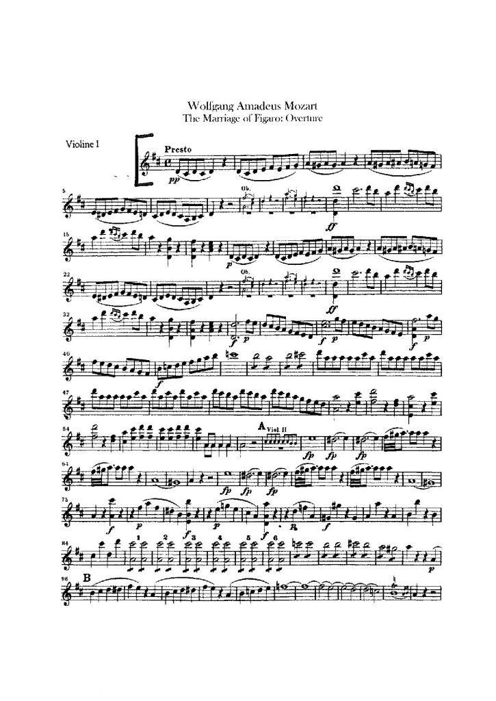 mozart the marriage of figaro-overture violin excerpt
