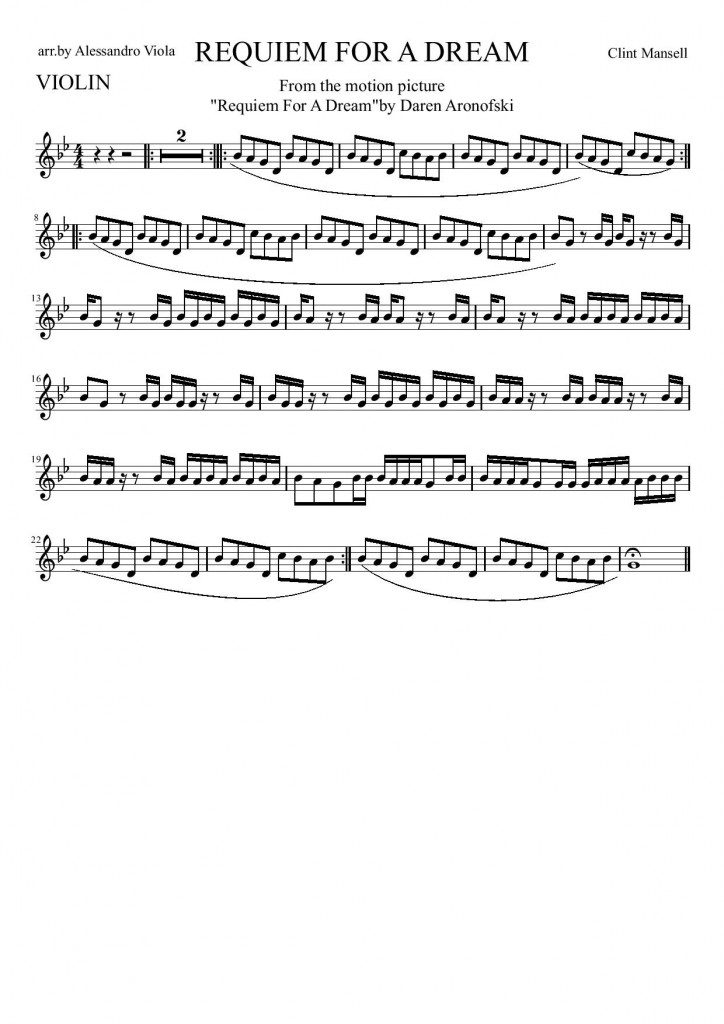 requiem for a dream violin sheet music