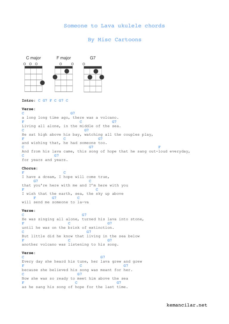 Someone to Lava ukulele chords Free Sheet Music